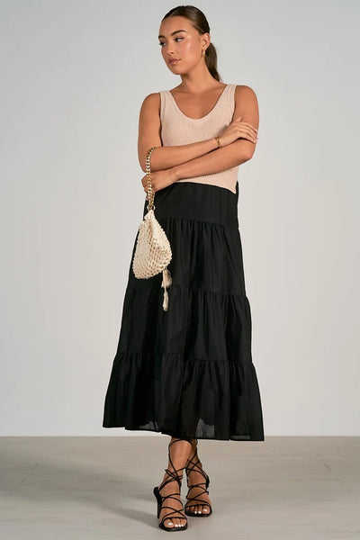 Elan Dress - Knit Top - Natural/Black