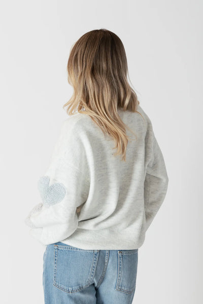 Lyla+Luxe Top - Ajax  Hearts Sweater - Ice