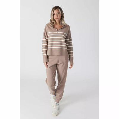 Lyla+Luxe Top - Bobbi Stripe Sweater - Caramel /White