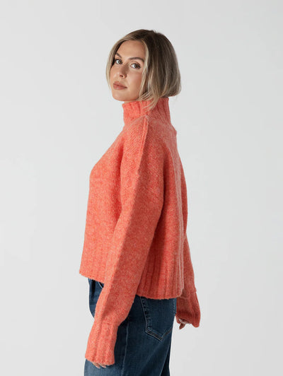 Lyla+Luxe Top - Calli Mock Neck - Coral