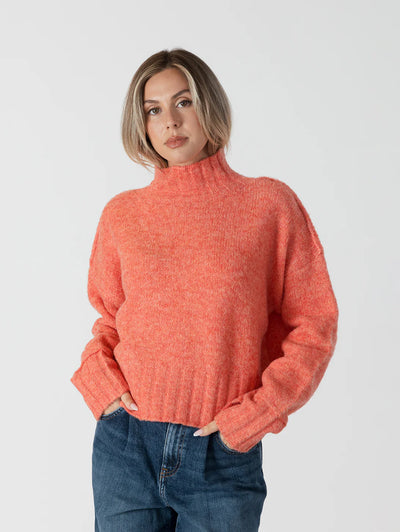 Lyla+Luxe Top - Calli Mock Neck - Coral