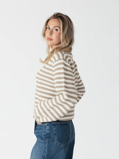 Lyla+Luxe Top - Kitten Striped Sweater - Caramel