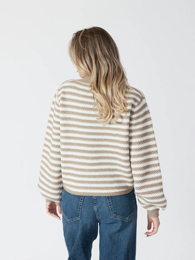 Lyla+Luxe Top - Kitten Striped Sweater - Caramel