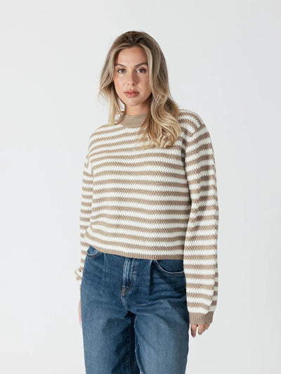 Lyla+Luxe Top - Kitten Striped Sweater - Caramel