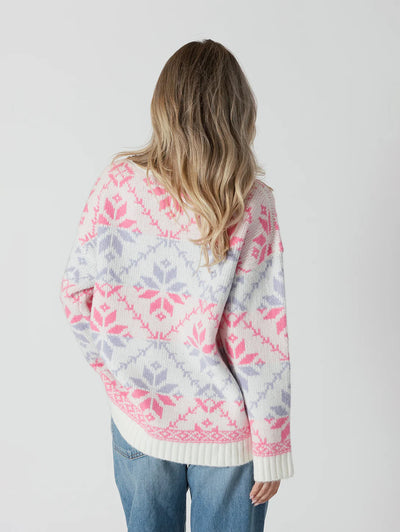 Lyla+Luxe Top - Lyra Fair Isle  -White /Pink/Lilac