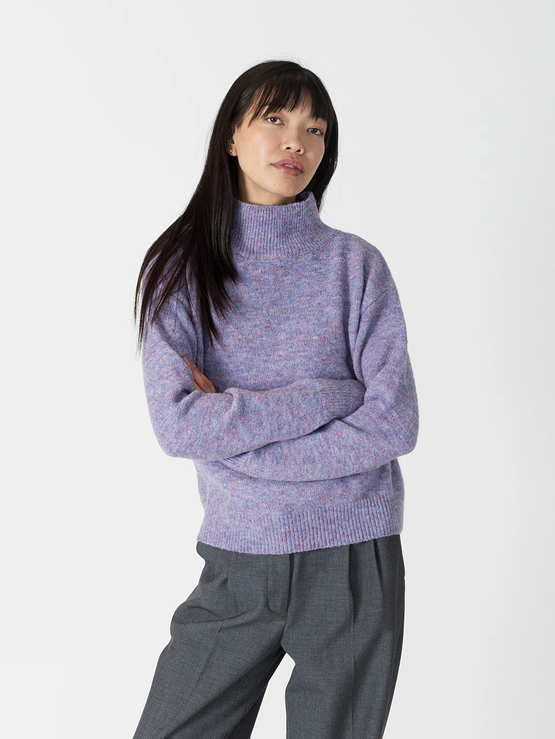 Lyla+Luxe Top - Mabel Lightweight Sweater - Purple /Blue Mix