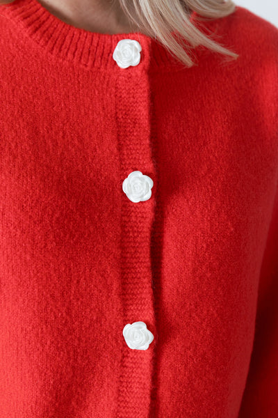 Lyla+Luxe Top - Jude Rose Button Cardigan - Red