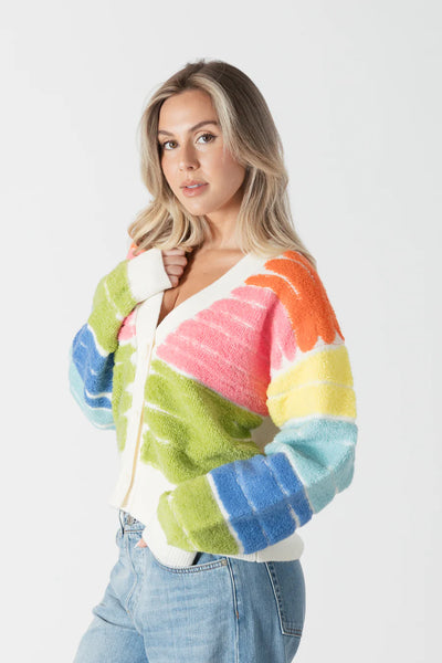 Lyla+Luxe Top - Lana Sherpa Cardi - Multi - MEDIUM