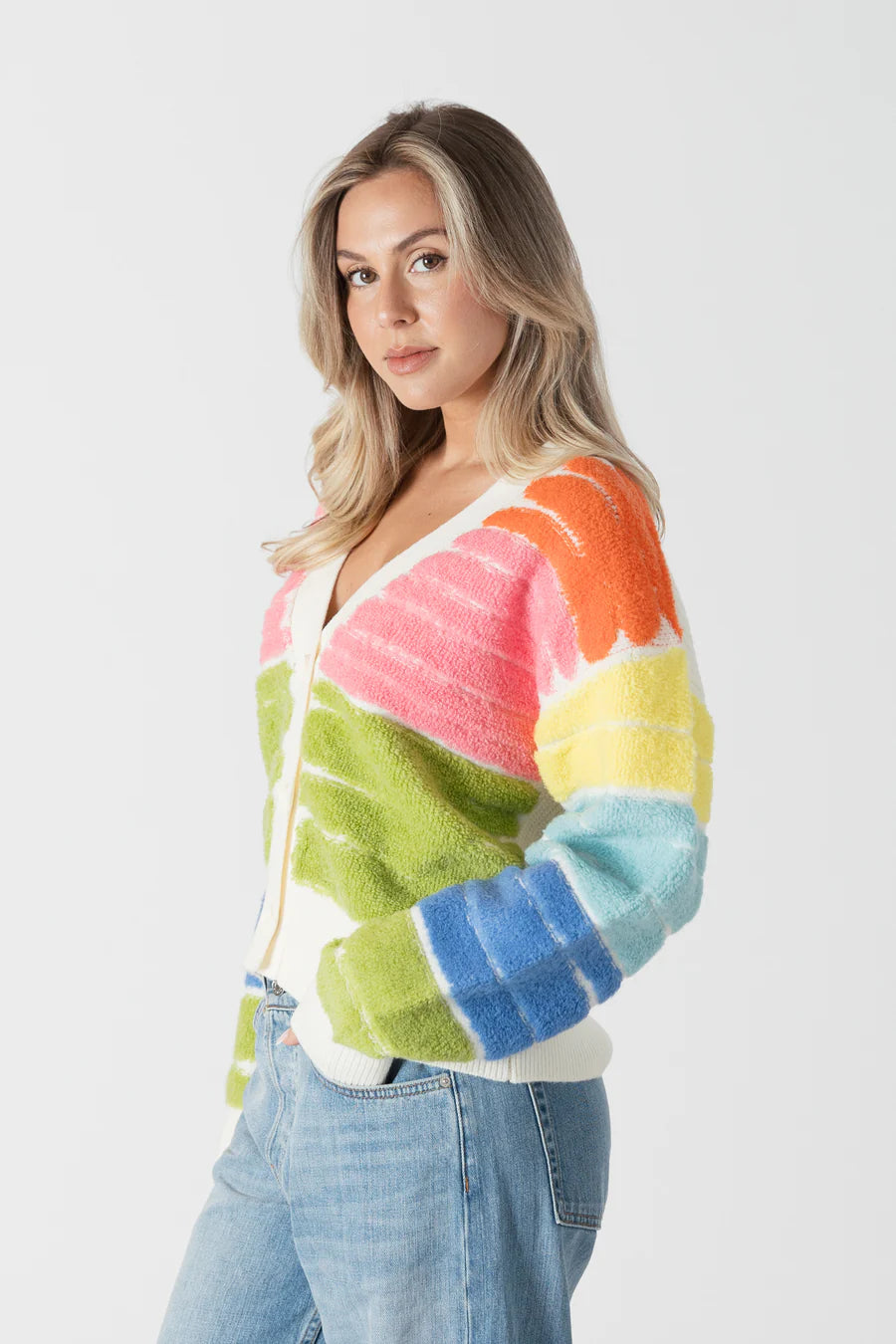 Lyla+Luxe Top - Lana Sherpa Cardi - Multi - MEDIUM