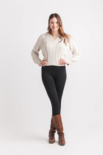 Papillon Top - Crop Vee - Oatmeal