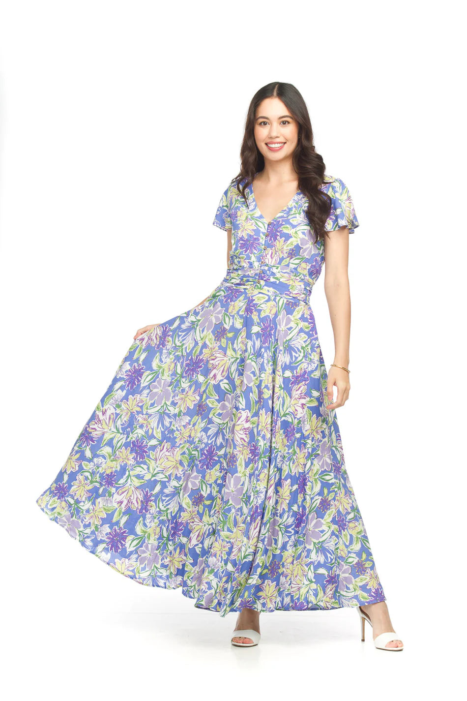 Papillon Dress - Lilac Floral Maxi - Blue