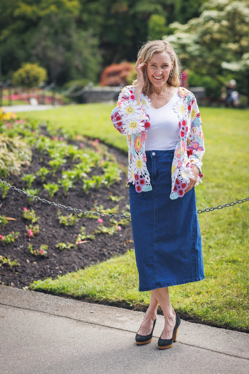 Papillon Top - Crochet Flower Cardi - Multi