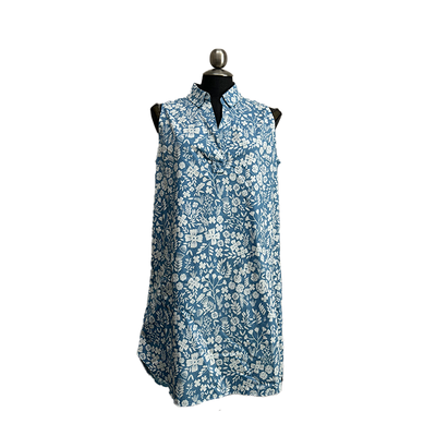 Papillon Dress - Cotton Floral - Blue