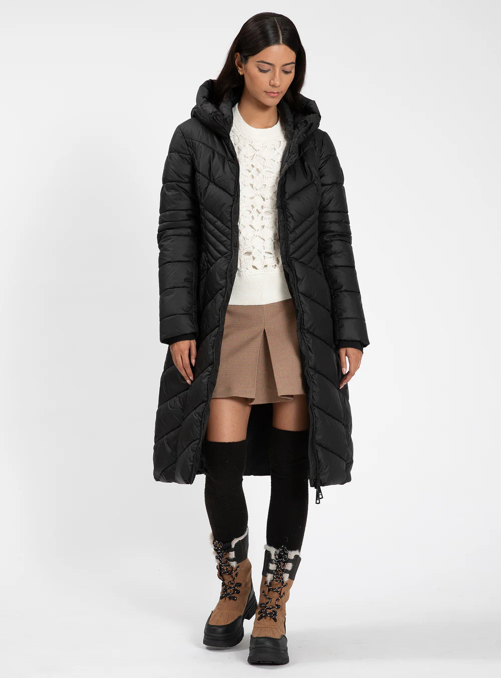 Point Zero Coat - Quilted Maxi - Black