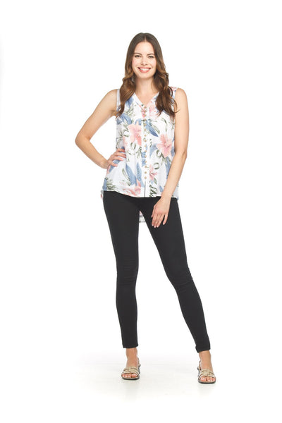 Papillon Top - Tropical Print - Blue