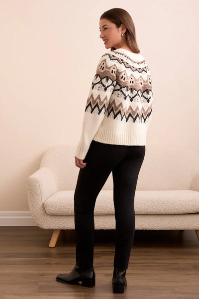 Tribal Top - Fair Isle Cardi - Moonstone