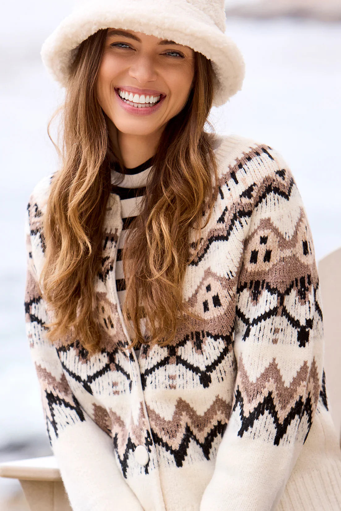 Tribal Top - Fair Isle Cardi - Moonstone