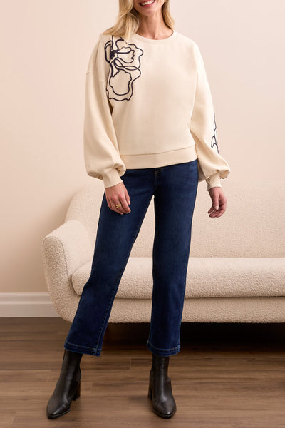 Tribal Top - Embroidered Knit - Moon Stone