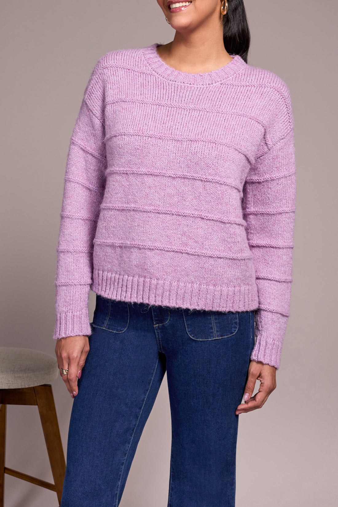 Tribal Top - Textured Stripe - Purple Lotus