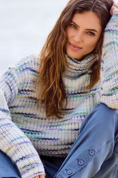 Tribal Top - Turtleneck Sweater - Cream /Multi