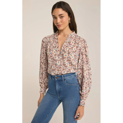 Z Supply Top - Esme Floral Blouse - Latte