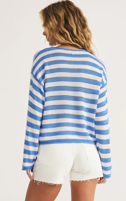 Z Supply Top - Striped Sweater - Bay Blue