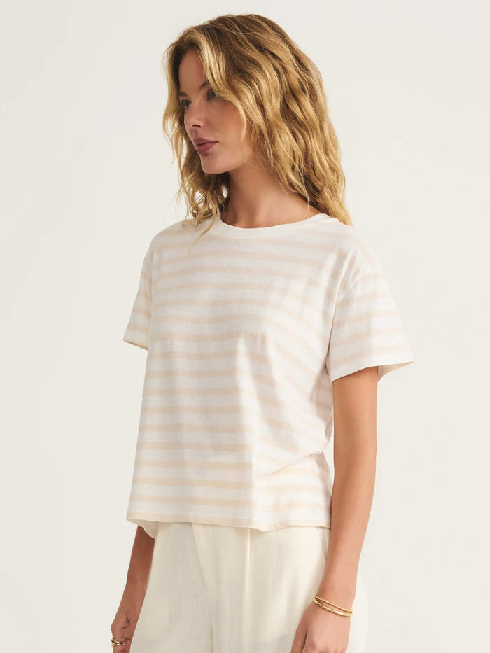 Z Supply Top - Go To Stripe Tee - Panna Cotta