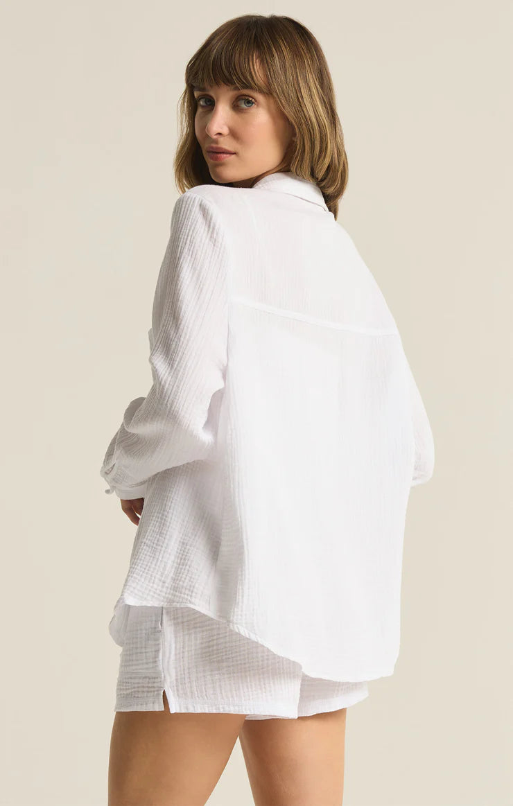 Z Supply Top - Kaili Gauze Shirt - White