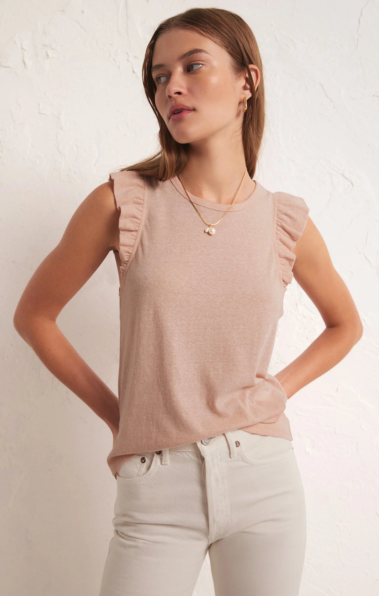 Z Supply Top - Marielle Flutter Tank - Pink