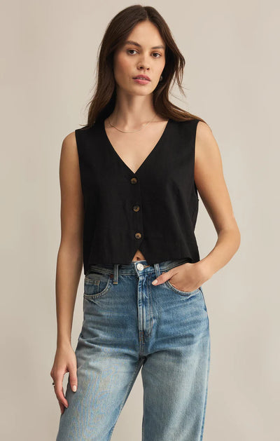 Z Supply Top - Marta Vest - Black
