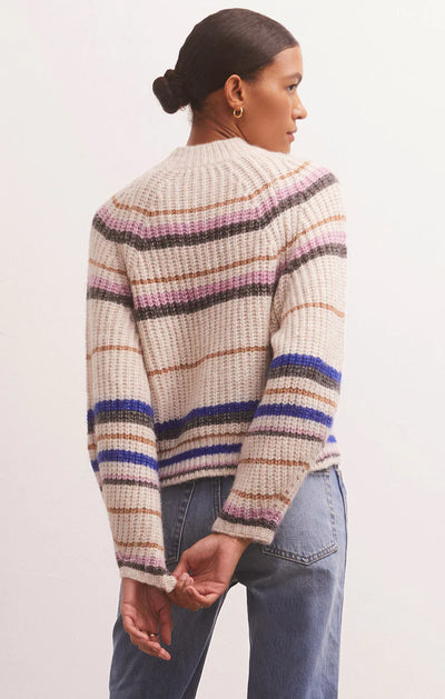 Z Supply Top - Desmond Stripe Sweater - Sand