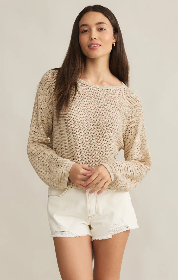 Z Supply Top - Riviera Crochet Crop - Natural