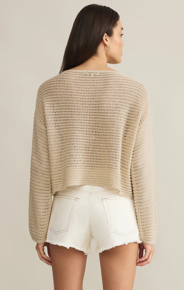 Z Supply Top - Riviera Crochet Crop - Natural