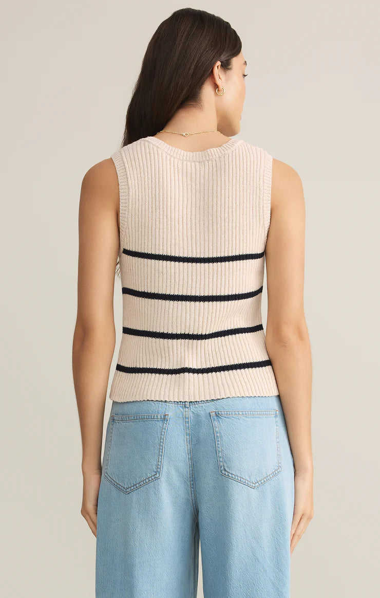 Z Supply Top - Striped Sweater Vest - Sea Salt