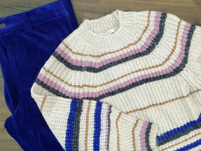 Z Supply Top - Desmond Stripe Sweater - Sand
