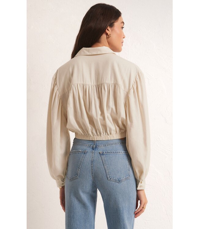 Z Supply Top - Tegan Tie Blouse - Sand Stone - XSMALL