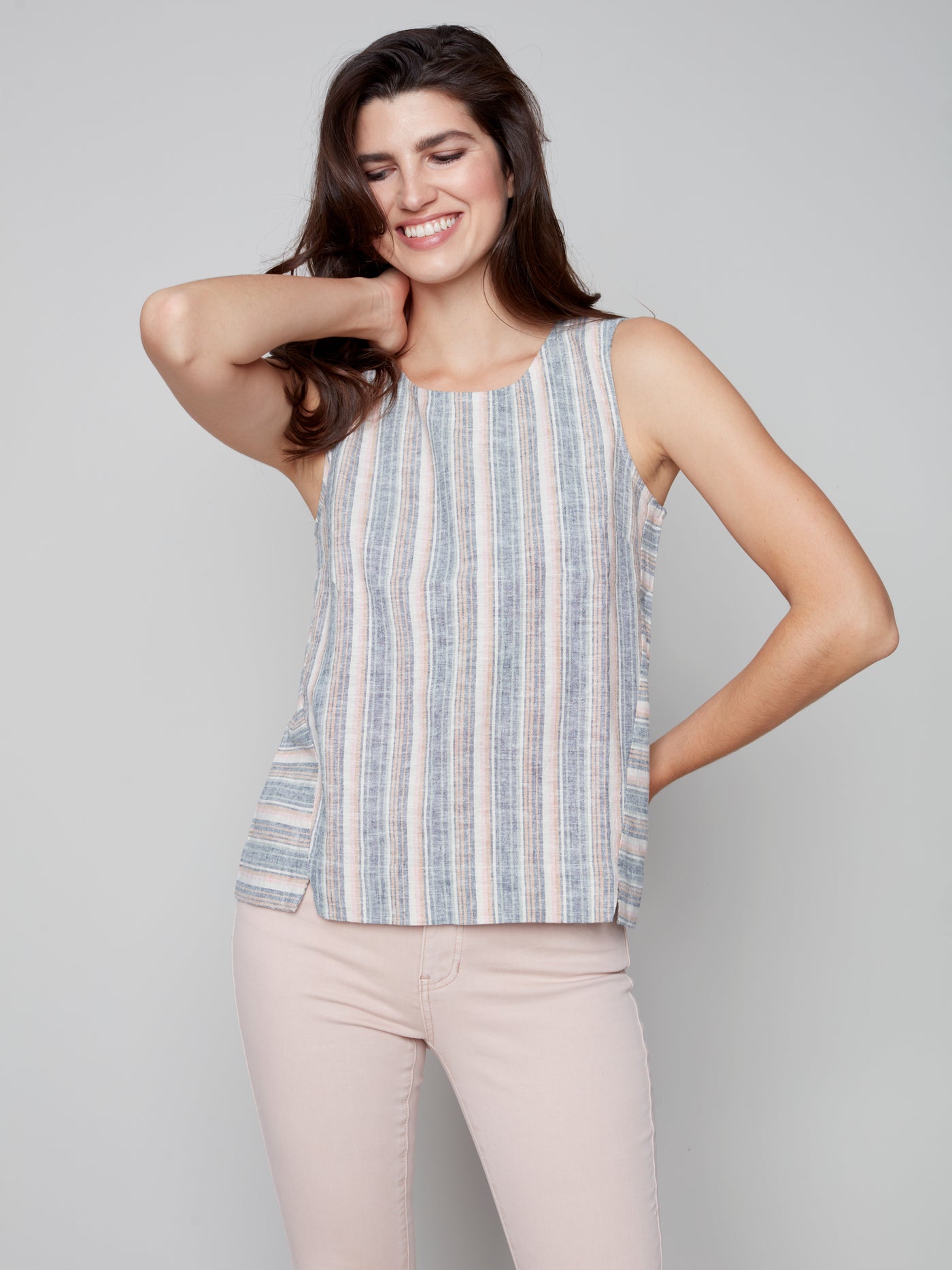 Charlie B Top - Sleeveless Stripe - Nougat
