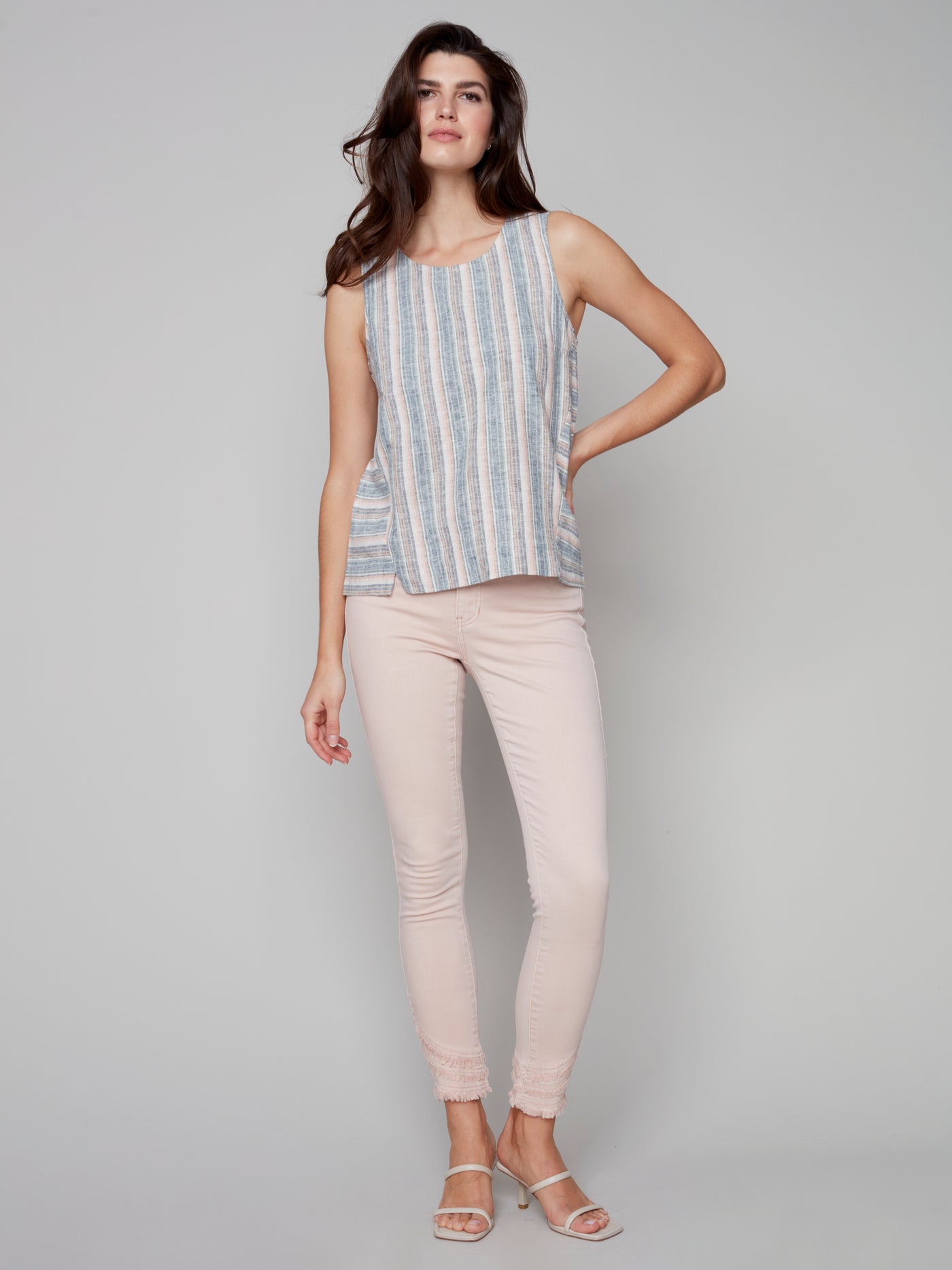 Charlie B Top - Sleeveless Stripe - Nougat