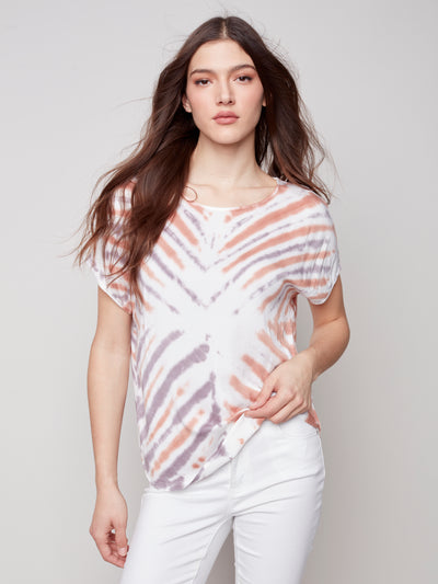 Charlie B Top - Tie Die Jersey - Pink Nougat