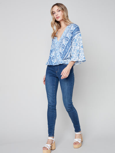Charlie B Top - Paisley Blouse - Blue Cerulean