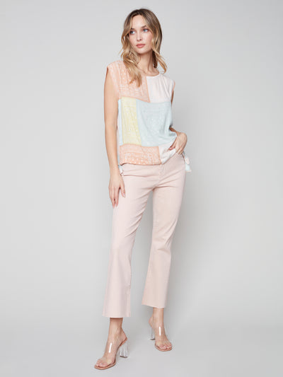 Charlie B Top - Colour Block - Basil