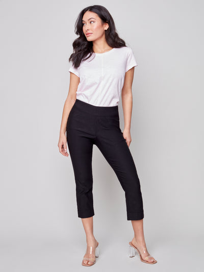 Charlie B Pant - Pull On Cuff Capri - Black