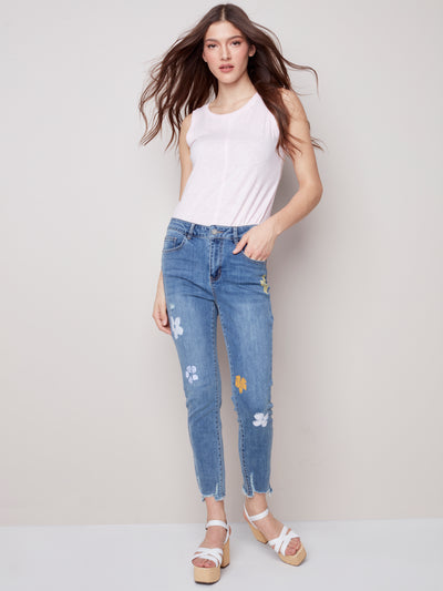 Charlie B Pant - Painted Daisy Jean - Blue