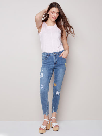 Charlie B Pant - Painted Daisy Jean - Blue