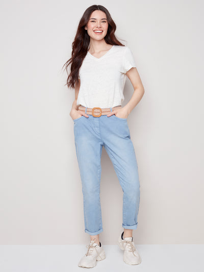 Charlie B Pant - Rolled Cuff - Blue Chambray