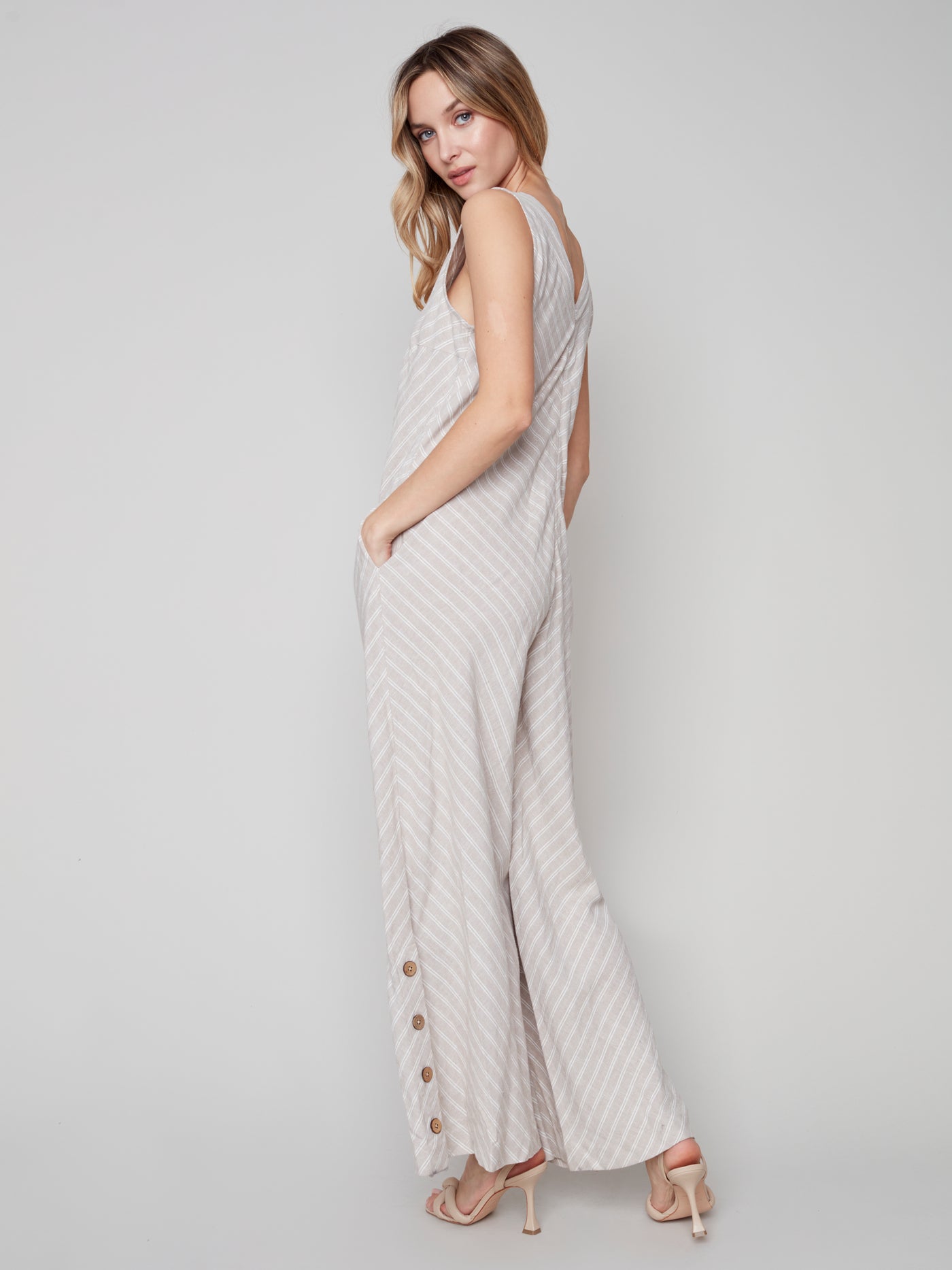 Charlie B Jumpsuit - Chevron Print - Natural