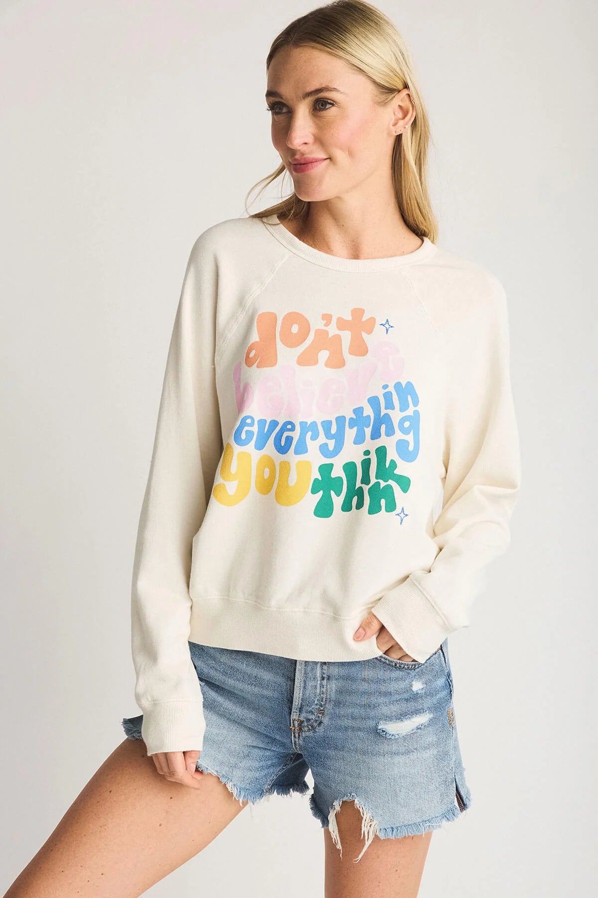 Z Supply Top - Vintage Sweatshirt Believe - White