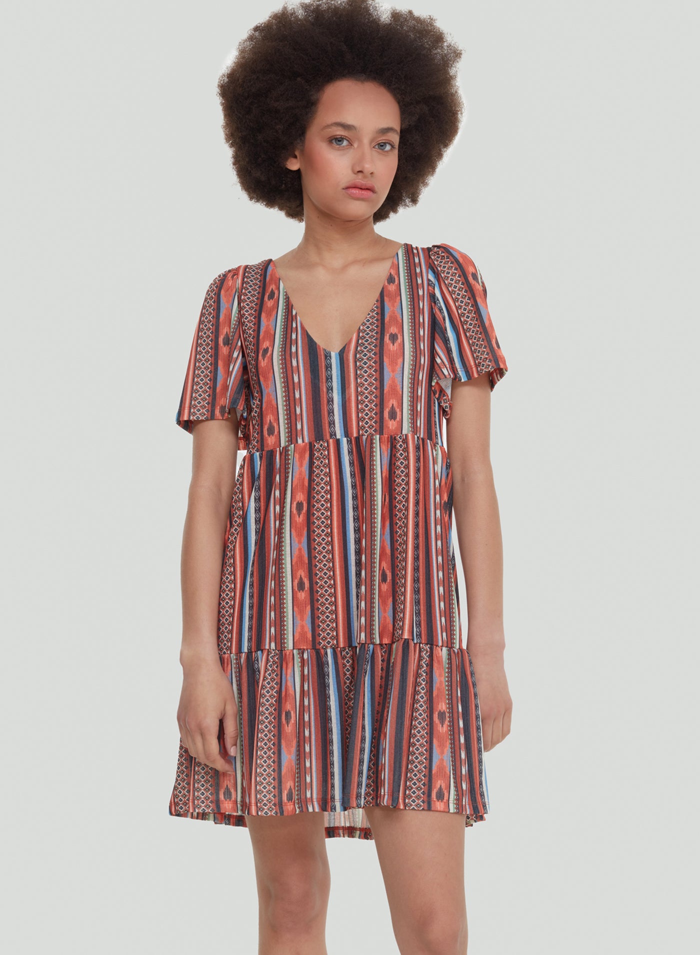 Dex Dress - Tiered Stripe - Southwest - XSMALL