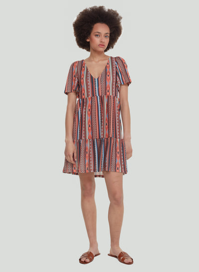 Dex Dress - Tiered Stripe - Southwest - XSMALL