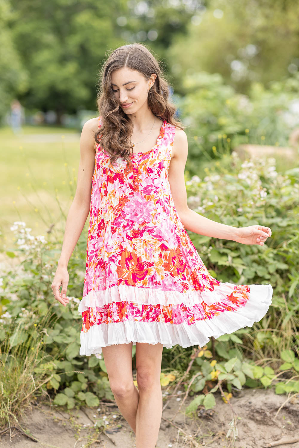 Papillon Dress - Ruffle Floral - Pink /Multi